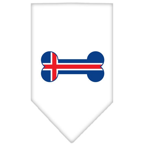 Bandana para mascotas y perros serigrafiada con la bandera de Islandia en forma de hueso