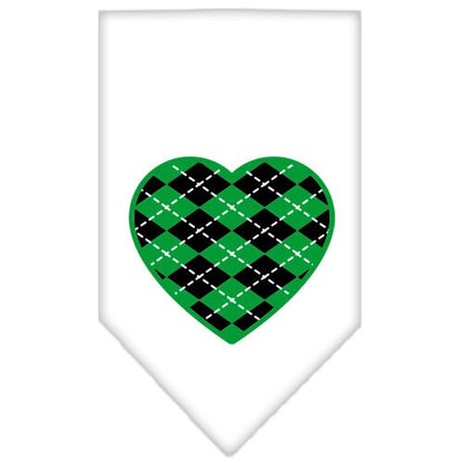 Bandana para mascotas y perros serigrafiada con el texto "Corazón de rombos verdes"