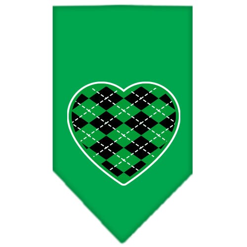 Bandana para mascotas y perros serigrafiada con el texto "Corazón de rombos verdes"