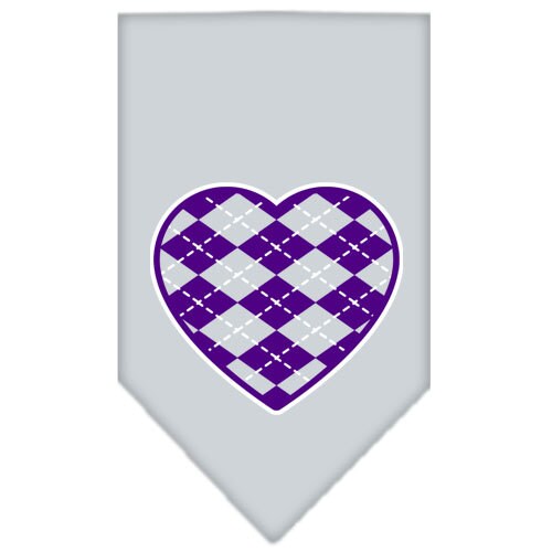 Pet and Dog Bandana Screen Printed, "Argyle Heart Purple"