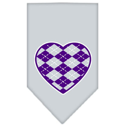 Pet and Dog Bandana Screen Printed, "Argyle Heart Purple"