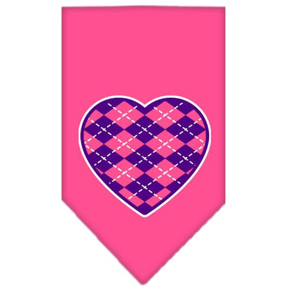 Pet and Dog Bandana Screen Printed, "Argyle Heart Purple"