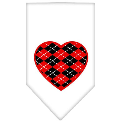 Pet and Dog Bandana Screen Printed, "Red Argyle Heart"