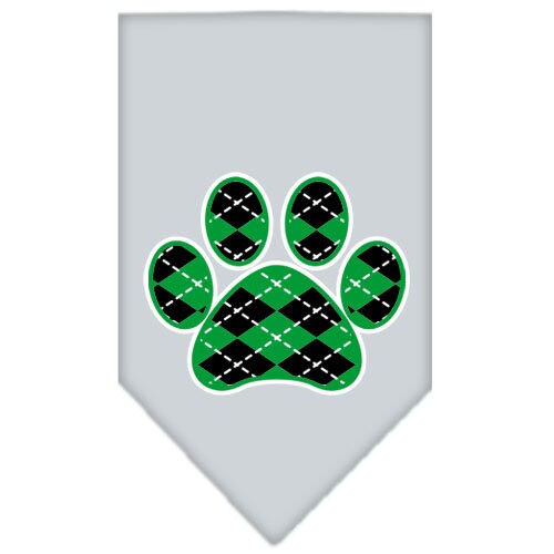 Bandana para mascotas y perros serigrafiada, "Green Argyle Paw"