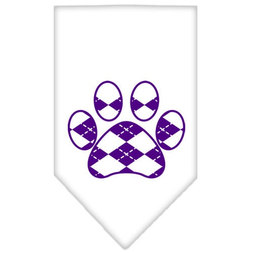 Pet and Dog Bandana Screen Printed, "Purple Argyle Paw"
