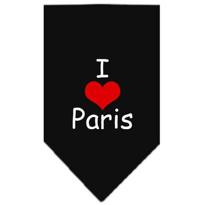 Bandana para mascotas y perros serigrafiada con la frase "I Love Paris"