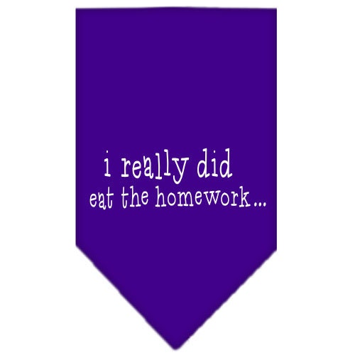 Pet and Dog Bandana Screen Printed, "I Really Did Eat The Homework"