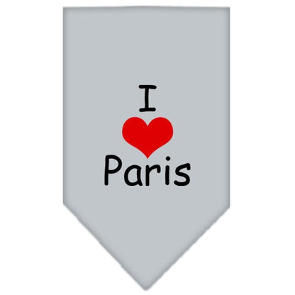 Bandana para mascotas y perros serigrafiada con la frase "I Love Paris"