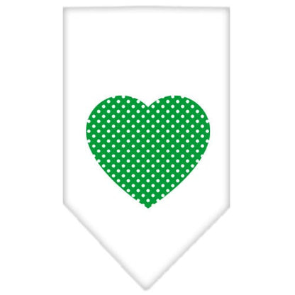 Pet and Dog Bandana Screen Printed, "Green Swiss Dot Heart"