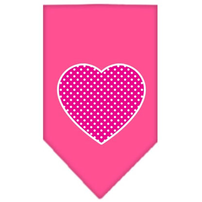 Pet and Dog Bandana Screen Printed, "Pink Swiss Dot Heart"