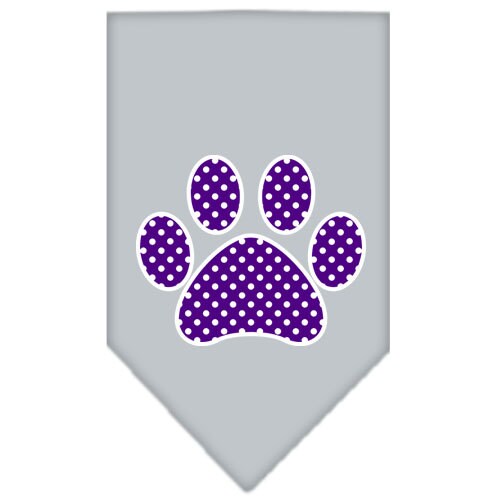 Bandana para mascotas y perros serigrafiada con el logo "Purple Swiss Dot Paw"