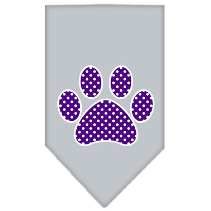 Pet and Dog Bandana Screen Printed, "Purple Swiss Dot Paw"