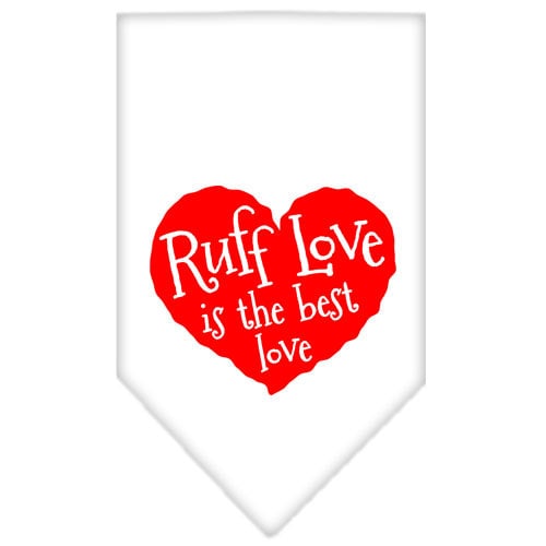 Bandana para mascotas y perros serigrafiada con la frase "Ruff Love"