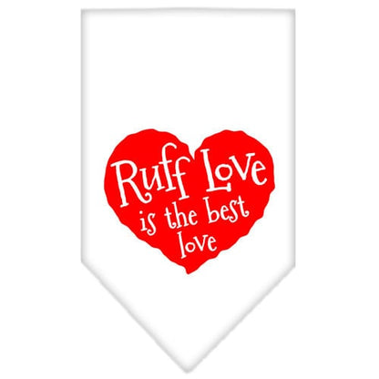 Bandana para mascotas y perros serigrafiada con la frase "Ruff Love"