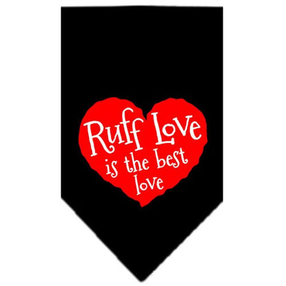 Bandana para mascotas y perros serigrafiada con la frase "Ruff Love"