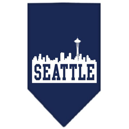 Bandana para mascotas y perros serigrafiada con el lema "Seattle Skyline"