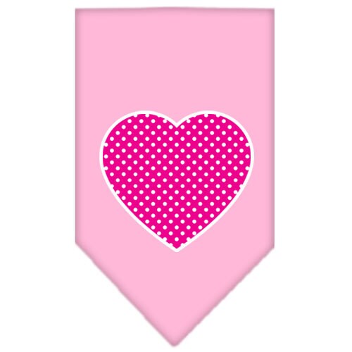 Pet and Dog Bandana Screen Printed, "Pink Swiss Dot Heart"
