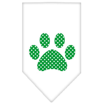 Bandana para mascotas y perros serigrafiada con el texto "Green Swiss Dot Paw"