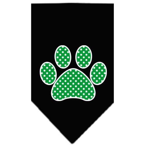 Bandana para mascotas y perros serigrafiada con el texto "Green Swiss Dot Paw"