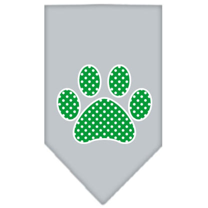 Bandana para mascotas y perros serigrafiada con el texto "Green Swiss Dot Paw"