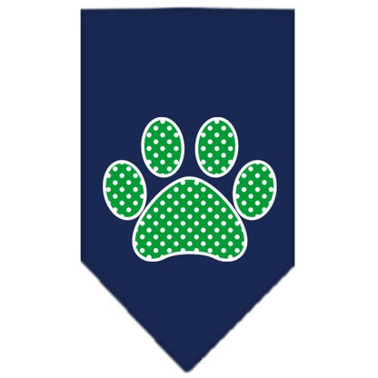 Bandana para mascotas y perros serigrafiada con el texto "Green Swiss Dot Paw"