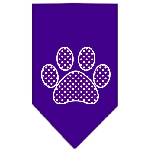 Pet and Dog Bandana Screen Printed, "Purple Swiss Dot Paw"