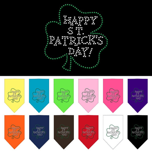 Bandana para mascotas y perros con diamantes de imitación, "Feliz día de San Patricio"