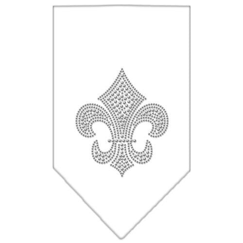 Pet and Dog Bandana Rhinestone, "Silver Fleur De Lis"