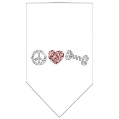 Bandana para mascotas y perros con diamantes de imitación, "Peace Love Bone"