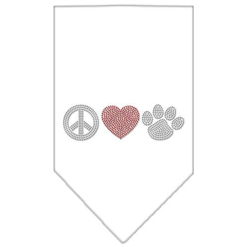 Bandana para mascotas y perros con diamantes de imitación, "Peace Love Paw"