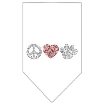 Bandana para mascotas y perros con diamantes de imitación, "Peace Love Paw"