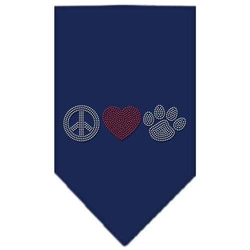 Bandana para mascotas y perros con diamantes de imitación, "Peace Love Paw"