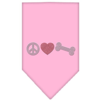 Bandana para mascotas y perros con diamantes de imitación, "Peace Love Bone"