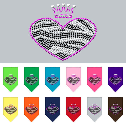 Bandana para mascotas y perros con diamantes de imitación, "Corazón de cebra"