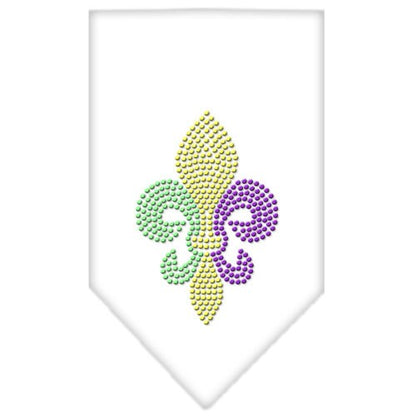 Bandana para mascotas y perros con diamantes de imitación, "Mardi Gras Fleur De Lis"