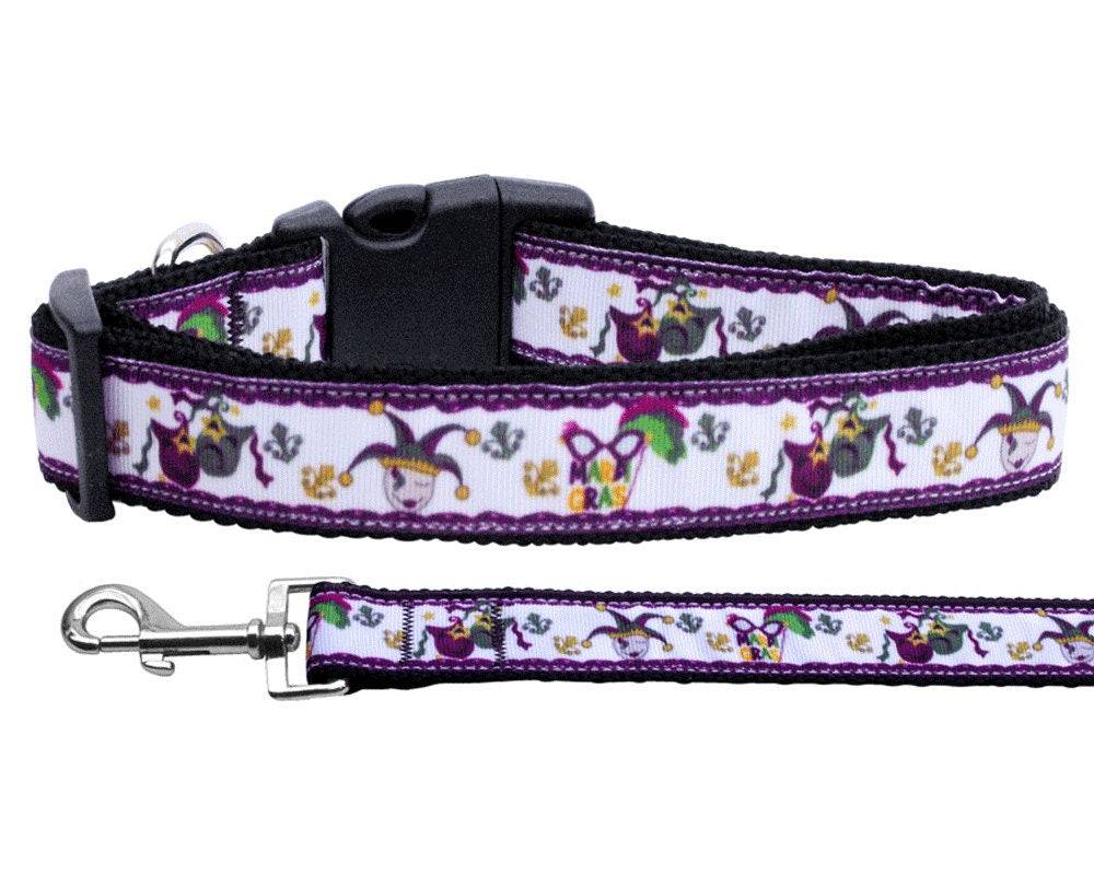 Collar o correa de nailon para perros y gatos, "Mardi Gras"