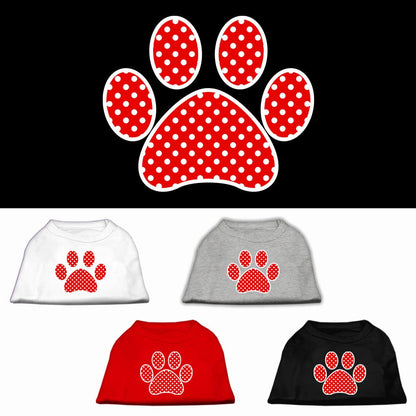 Camiseta para perros y gatos con serigrafía "Swiss Dots Red Paw"