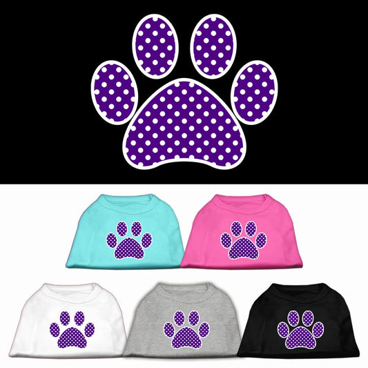 Camiseta para perros y gatos con serigrafía "Swiss Dots Purple Paw"