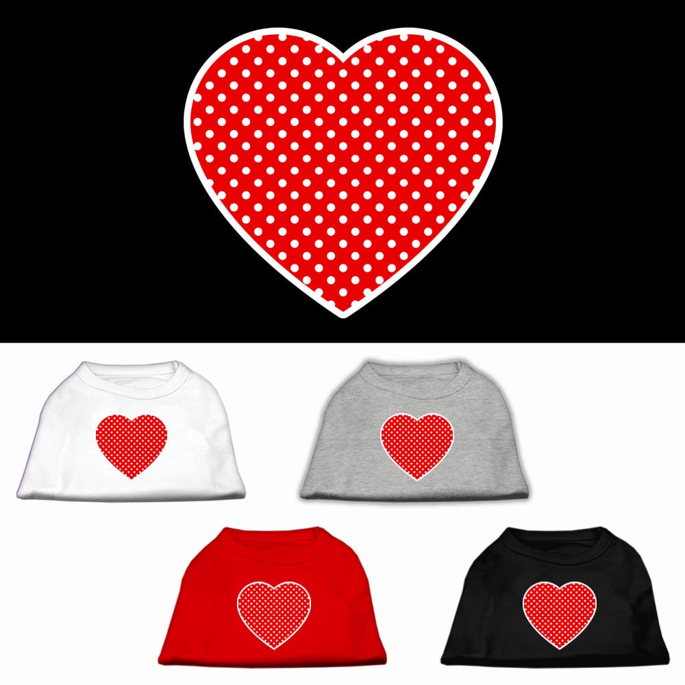 Camiseta para perros y gatos con serigrafía "Swiss Dots Red Heart"