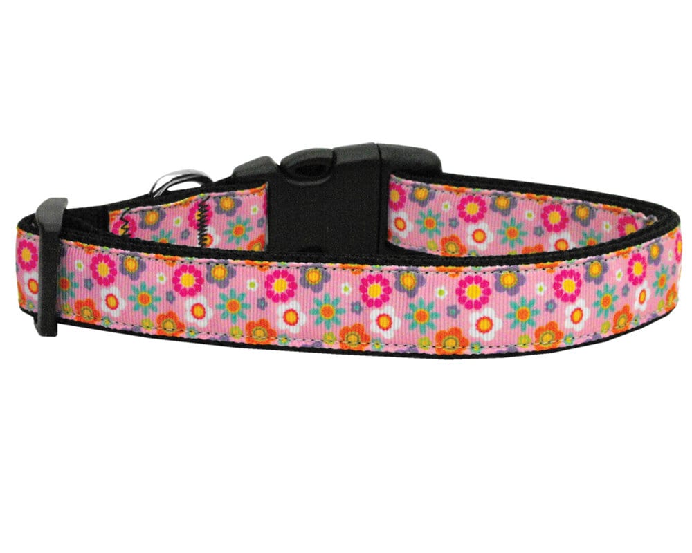 Collar o correa de nailon para perros y gatos, "Flores primaverales rosas"