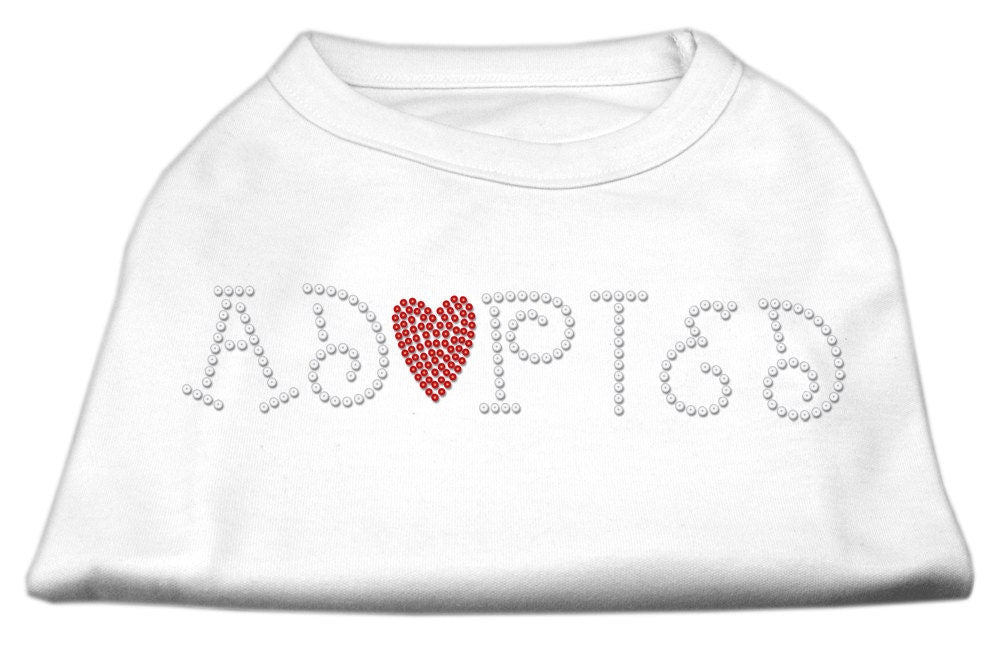 Camiseta para perro y gato con diamantes de imitación, "Adoptado"