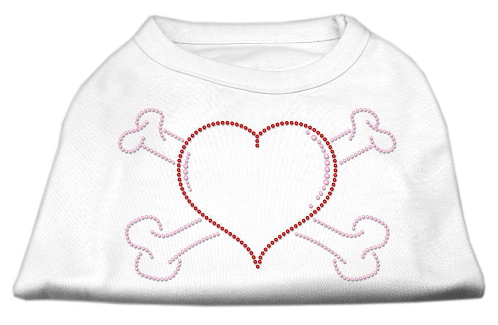 Camiseta para perro y gato con diamantes de imitación, "Corazón y huesos cruzados"