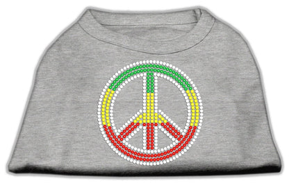 Pet Dog & Cat Shirt Rhinestone, "Rasta Peace Sign"