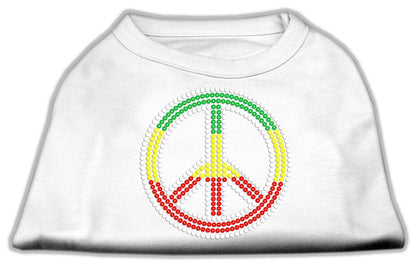 Pet Dog & Cat Shirt Rhinestone, "Rasta Peace Sign"