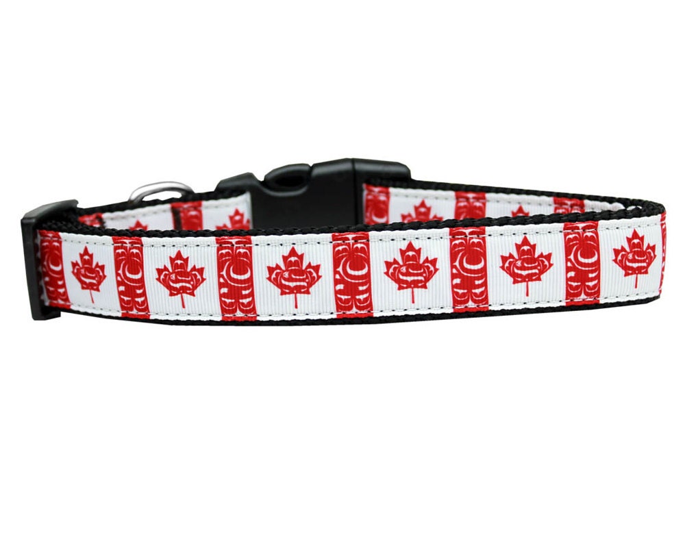 Collar o correa de nailon para perros y gatos, "Bandera canadiense en espiral"