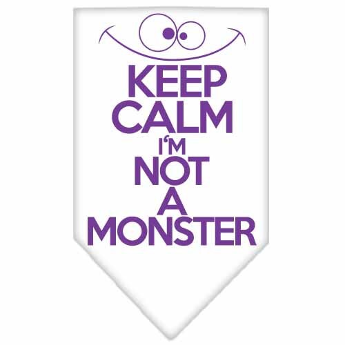 Bandana para mascotas y perros serigrafiada con la frase "Keep Calm, I'm Not A Monster" (Mantén la calma, no soy un monstruo)