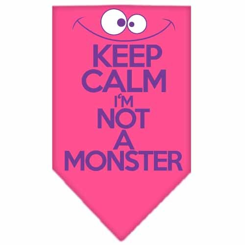 Bandana para mascotas y perros serigrafiada con la frase "Keep Calm, I'm Not A Monster" (Mantén la calma, no soy un monstruo)