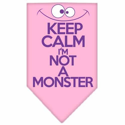 Bandana para mascotas y perros serigrafiada con la frase "Keep Calm, I'm Not A Monster" (Mantén la calma, no soy un monstruo)