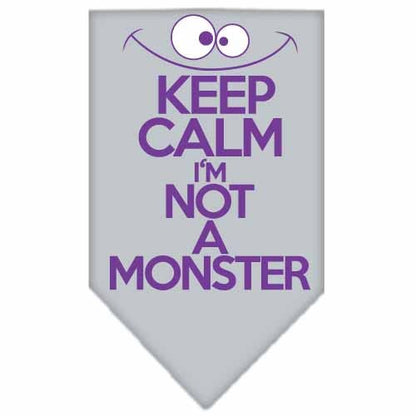 Bandana para mascotas y perros serigrafiada con la frase "Keep Calm, I'm Not A Monster" (Mantén la calma, no soy un monstruo)