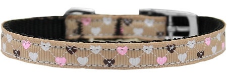 Collar o correa de nailon para perros y gatos, "Argyle Hearts"